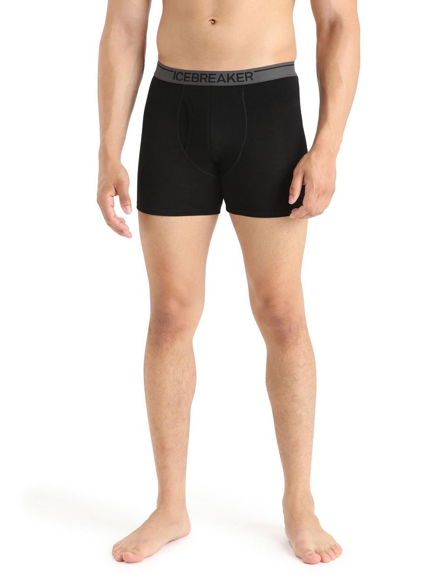 Sous Vêtement Icebreaker Merino Anatomica Boxers With Fly Homme Noir | FR 1309UZGT